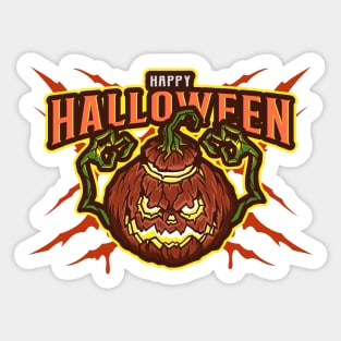 Scary Pumpkin Wishes You Happy Halloween Sticker